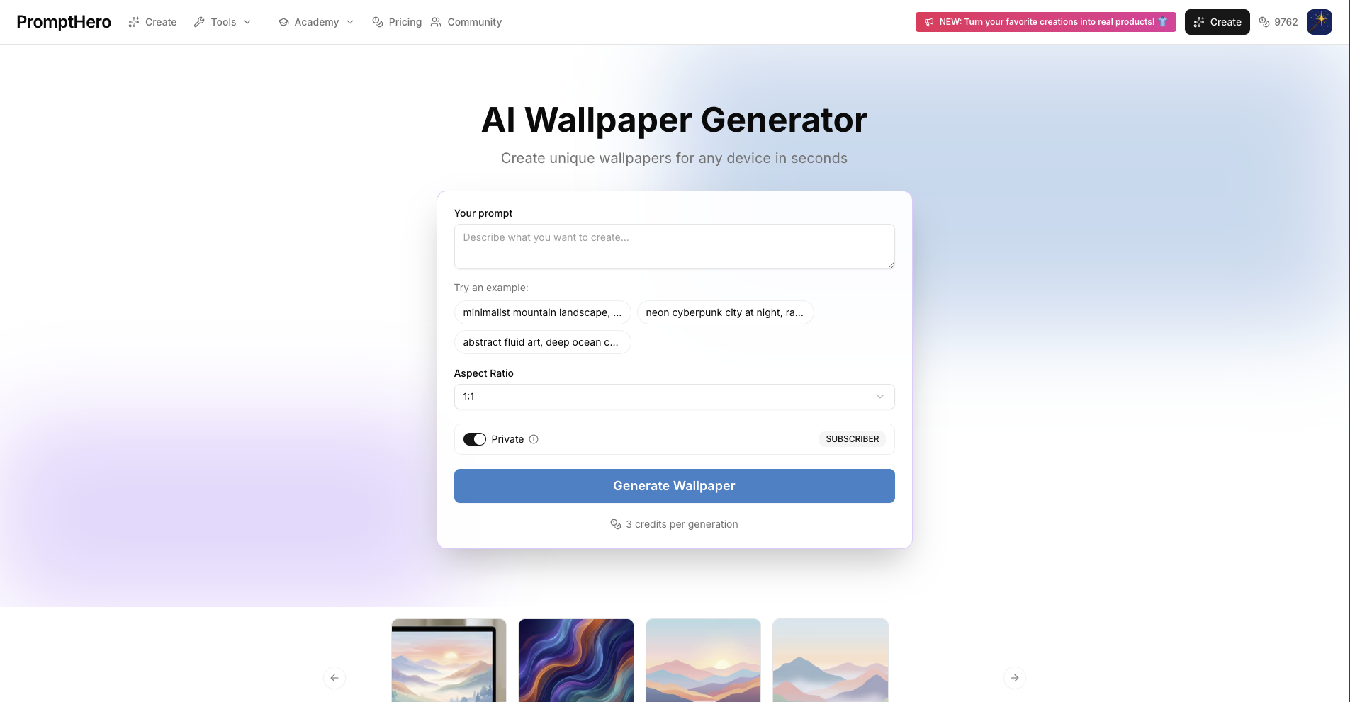 AI Wallpaper Generator by PromptHero: Create Unique Wallpapers with AI